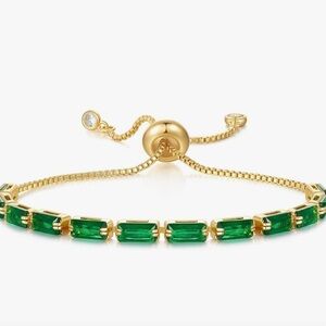 Emerald and gold cz bracelet fully adjustable, high end jewelry look lux…